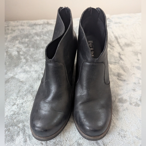 Korks by Kork-Ease Black Leather Western Block Heel Booties - Picture 3 of 15